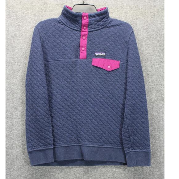 Patagonia Sweaters - Patagonia Blue and Pink Quilted Women's Sweater